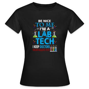 Technicien de laboratoire médical Tech - T-shirt Femme - noir - Devant - AI Model Female 172 dark (172cm)