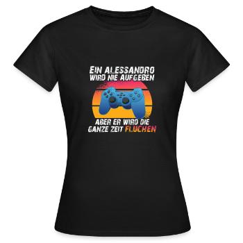 Ein alessandro wird nie aufgeben - Frauen T-Shirt - Schwarz - Vorne - AI Model Female 172 dark (172cm)