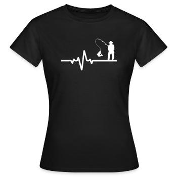Pêcheur amateur avec ligne ECG - T-shirt Femme - noir - Devant - AI Model Female 172 dark (172cm)