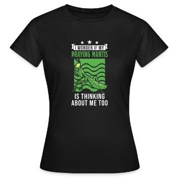 Gottesanbeterin Mantis Fangschrecke - Frauen T-Shirt - Schwarz - Vorne - AI Model Female 172 dark (172cm)