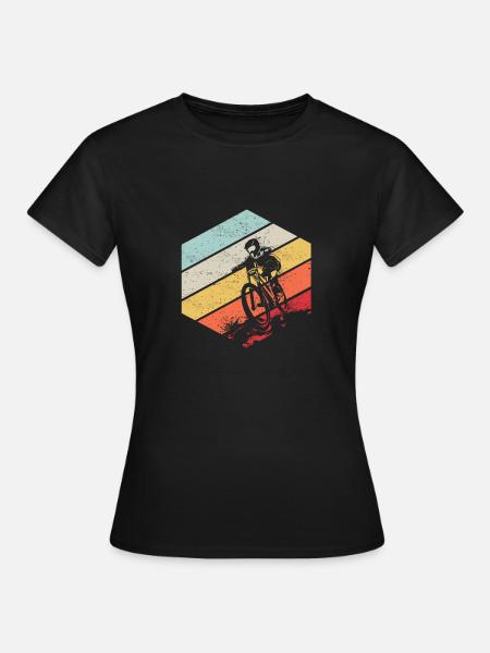 Downhill MTB Nature Mountains Retro Wave Vintage - Women's T-Shirt - black