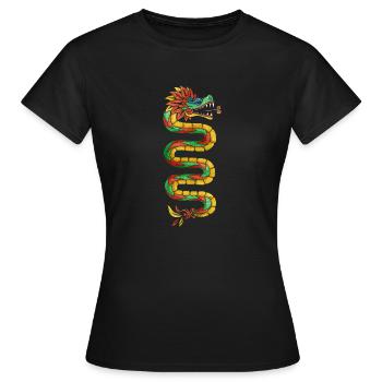 Quetzalcoatl Aztec Maya Serpent à plumes - T-shirt Femme - noir - Devant - AI Model Female 172 dark (172cm)