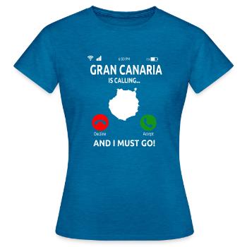 Gran Canaria Îles Canaries Vacances - T-shirt Femme - bleu saphir antique chiné - Devant - AI Model Female 172 dark (172cm)