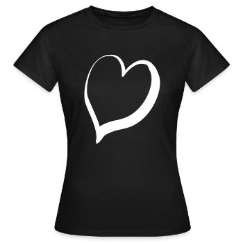Grand Cœur Blanc - T-shirt Femme - noir - Devant - AI Model Female 172 dark (172cm)