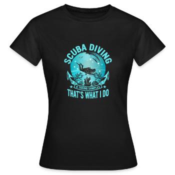 Plongée sous-marine et prélèvement d’échantillons biologie marine - T-shirt Femme - noir - Devant - AI Model Female 172 dark (172cm)