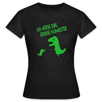 Mädchen Dino Große Schwester tochter mutter - Frauen T-Shirt - Schwarz - Vorne - AI Model Female 172 dark (172cm)
