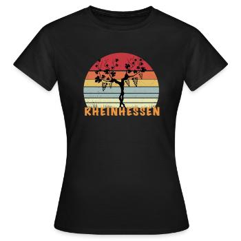 Rheinhessen Shirt - T-Shirt Weinberg - Frauen T-Shirt - Schwarz - Vorne - AI Model Female 172 dark (172cm)