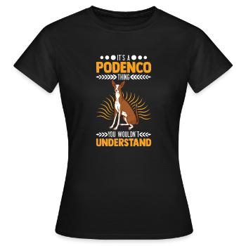 Podenco Thing Spanischer Windhund - Frauen T-Shirt - Schwarz - Vorne - AI Model Female 172 dark (172cm)