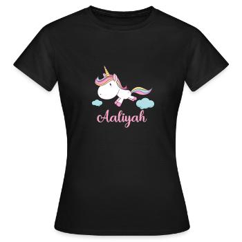 AALIYAH Rose Licorne Nouveauté - T-shirt Femme - noir - Devant - AI Model Female 172 dark (172cm)