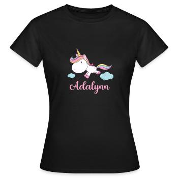ADALYNN Rose Licorne Nouveauté - T-shirt Femme - noir - Devant - AI Model Female 172 dark (172cm)
