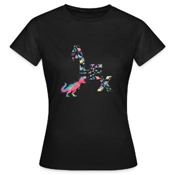 ALEX - Beautiful boy name with cute dinosaurs - Women's T-Shirt - black - Front - AI Model Female 172 dark (172cm)