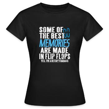 Les meilleurs souvenirs sont faits dans le thé Flip Flops - T-shirt Femme - noir - Devant - AI Model Female 172 dark (172cm)