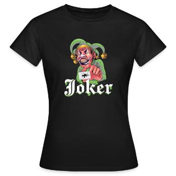 Joker avec carte à jouer - T-shirt Femme - noir - Devant - AI Model Female 172 dark (172cm)