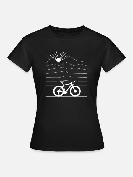 Bicycle road bike at sunset - Women's T-Shirt - black