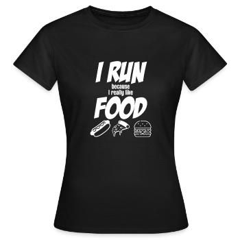 Je cours parce que j’aime vraiment la nourriture - T-shirt Femme - noir - Devant - AI Model Female 172 dark (172cm)