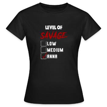 Level of Savage: ANNA Checkmark Novelty Custom Nam - Frauen T-Shirt - Schwarz - Vorne - AI Model Female 172 dark (172cm)