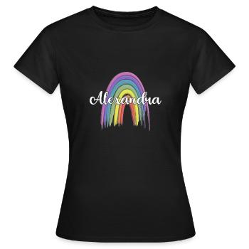ALEXANDRA Rainbow Cursive - Frauen T-Shirt - Schwarz - Vorne - AI Model Female 172 dark (172cm)