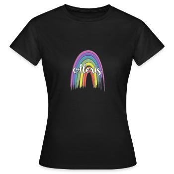 ALEXIS Rainbow Cursive - Frauen T-Shirt - Schwarz - Vorne - AI Model Female 172 dark (172cm)