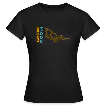 Awesome since 2008. Wakeboard Lifestyle - Women's T-Shirt - black - Front - AI Model Female 172 dark (172cm)