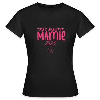 très bientôt Mamie 2023 - T-shirt Femme - noir - Devant - AI Model Female 172 dark (172cm)
