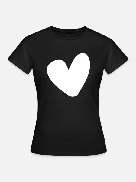 Weisses Herz Einfaches Design - Frauen T-Shirt - Schwarz