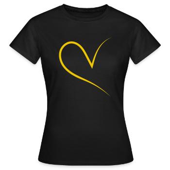 Halbes Herz Gelb Simpel - Frauen T-Shirt - Schwarz - Vorne - AI Model Female 172 dark (172cm)