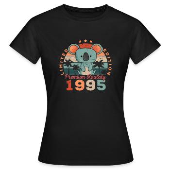 Geburtsjahr 1995 Geburtstag Koala Koalabär - Frauen T-Shirt - Schwarz - Vorne - AI Model Female 172 dark (172cm)