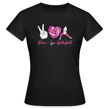 Volleyball Player Team Peace Love - Women's T-Shirt - black - Front - AI Model Female 172 dark (172cm)