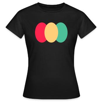 Trois Ovales - Rouge - Jaune - Vert - T-shirt Femme - noir - Devant - AI Model Female 172 dark (172cm)