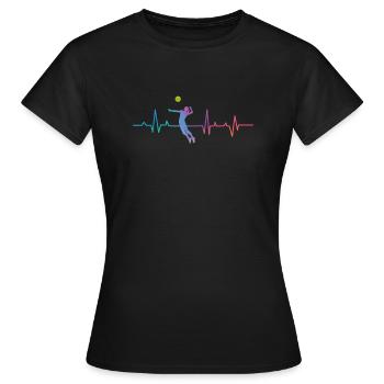 Volleyball Player Team Heartbeat - Women's T-Shirt - black - Front - AI Model Female 172 dark (172cm)