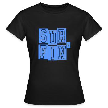 SURFIN' Classic Surfing Designs T-Shirt Présent - T-shirt Femme - noir - Devant - AI Model Female 172 dark (172cm)