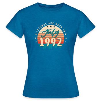 Juli 1992 Zum 30. Geburtstag - Frauen T-Shirt - Antikblaues Saphir meliert - Vorne - AI Model Female 172 dark (172cm)