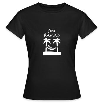 j’aime hamac - T-shirt Femme - noir - Devant - AI Model Female 172 dark (172cm)