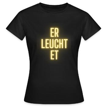 Erleuchtung. Er_leuchtet. - Frauen T-Shirt - Schwarz - Vorne - AI Model Female 172 dark (172cm)