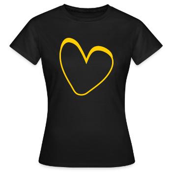 Gelbes Herz Simpel Design - Frauen T-Shirt - Schwarz - Vorne - AI Model Female 172 dark (172cm)