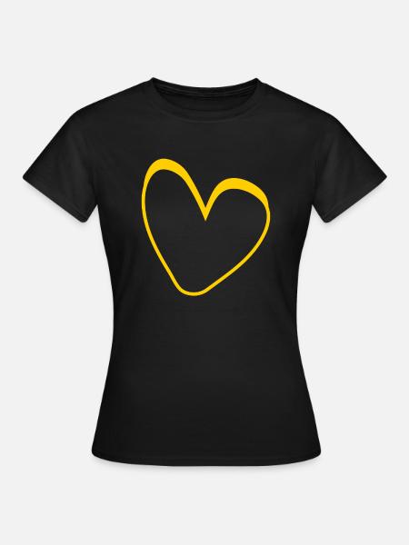 Gelbes Herz Simpel Design - Frauen T-Shirt - Schwarz