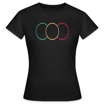 Drei Kringel Grün - Gelb -Rot - Frauen T-Shirt - Schwarz - Vorne - AI Model Female 172 dark (172cm)