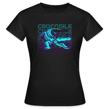 Krokodil Alligator Kroko Retro Geschenk - Frauen T-Shirt - Schwarz - Vorne - AI Model Female 172 dark (172cm)