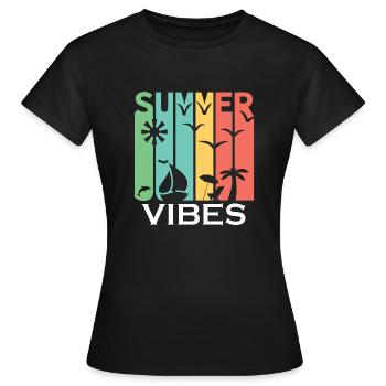 Été Heure d’été Vacances au soleil - T-shirt Femme - noir - Devant - AI Model Female 172 dark (172cm)