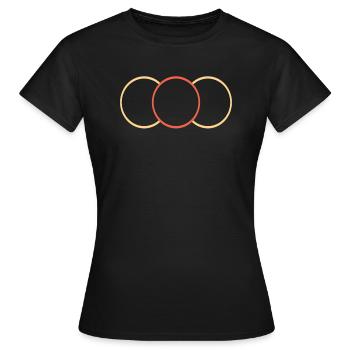Kringel Gelb -Rot - Frauen T-Shirt - Schwarz - Vorne - AI Model Female 172 dark (172cm)