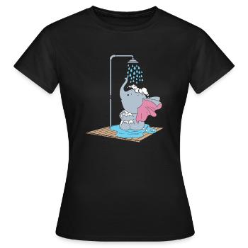 Éléphant prenant une douche - T-shirt Femme - noir - Devant - AI Model Female 172 dark (172cm)