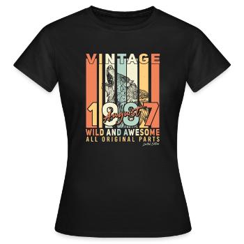 Août 1987 Vœux d’anniversaire - T-shirt Femme - noir - Devant - AI Model Female 172 dark (172cm)