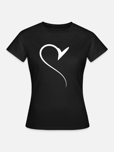 Halbes Weises Herz Simpel - Frauen T-Shirt - Schwarz