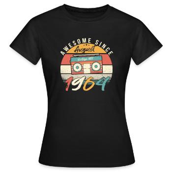 Août 1964 Vœux d’anniversaire - T-shirt Femme - noir - Devant - AI Model Female 172 dark (172cm)
