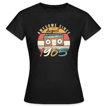 Août 1965 Vœux d’anniversaire - T-shirt Femme - noir - Devant - AI Model Female 172 dark (172cm)