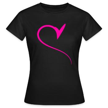 Halbes Pinkes Herz Simpel - Frauen T-Shirt - Schwarz - Vorne - AI Model Female 172 dark (172cm)