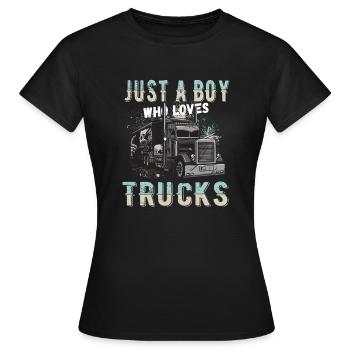 just a boy who loves trucks - Women's T-Shirt - black - Front - AI Model Female 172 dark (172cm)
