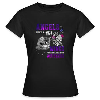 Engel haben nicht immer Flügel, einige haben Schnurrhaare - Frauen T-Shirt - Schwarz - Vorne - AI Model Female 172 dark (172cm)