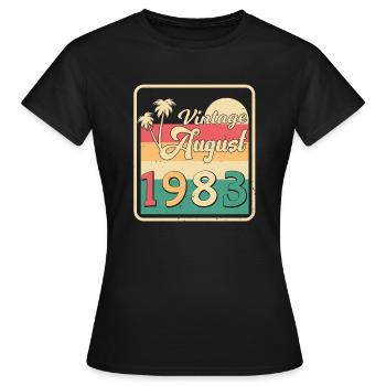 Vœux d’anniversaire pour août 1983 - T-shirt Femme - noir - Devant - AI Model Female 172 dark (172cm)