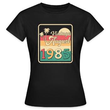 Vœux d’anniversaire pour août 1985 - T-shirt Femme - noir - Devant - AI Model Female 172 dark (172cm)